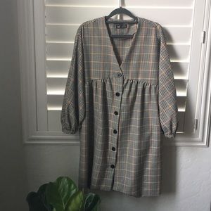 Zara buttoned gingham print dress.
